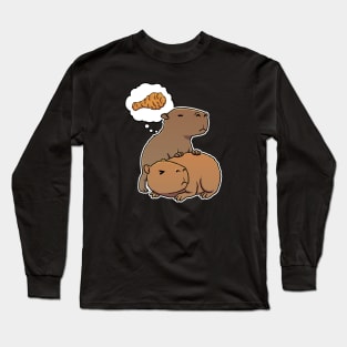 Capybara hungry for Fried Chicken Drumstick Long Sleeve T-Shirt